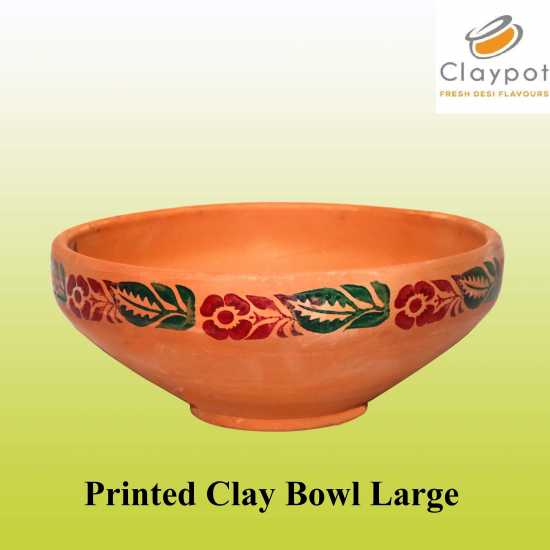 Clay Bowl Large Printed Design  Mitti ka Piyala  Serving Pot & Home Decor