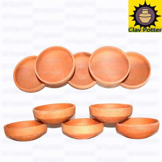 Clay Bowl  Mitti ki Piyali  Multi Purpose Pot  Set of 5 Pcs (Large)