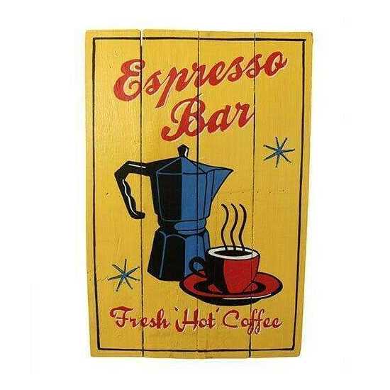 Rough Wooden Signs Espresso Bar Pub Cafe Art hand painted Home Decor Gift