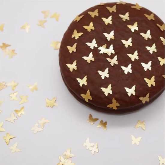 Edible Golden  Butterfly sprinkles for cakes and desserts decoration Product...