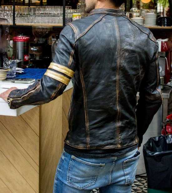Men’s Motorcycle Biker Vintage Cafe Racer Distressed Real Leather Jacket