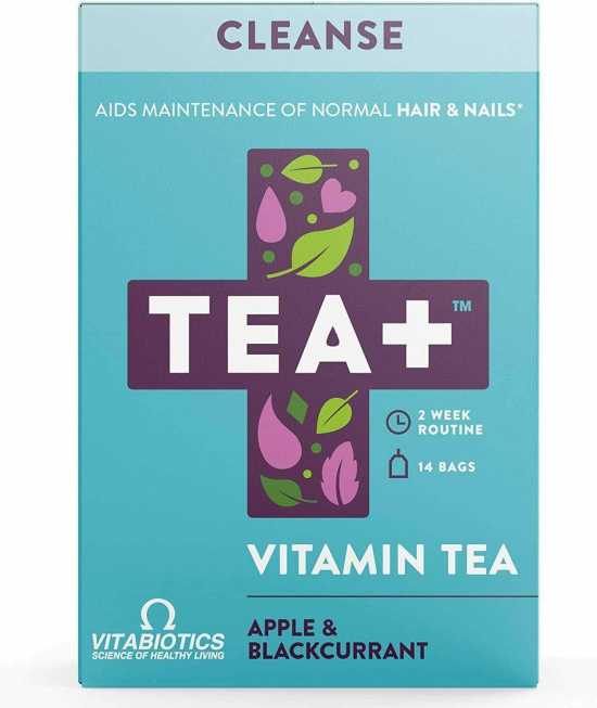 TEA+ (Tea Plus) Cleanse Vitamin Tea - Green Herbal Tea Bags with Selenium