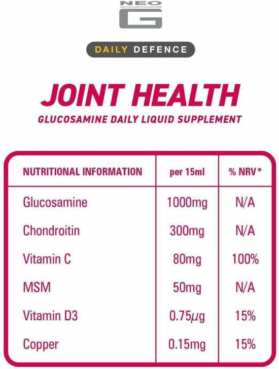 Neo G Daily Defence Joint Health Glucosamine Daily Liquid Supplement Chondroitin