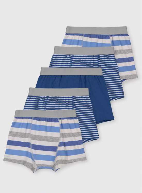 Blue Stripe Trunks 5 Pack - 4-5 years