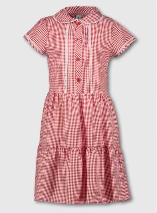 Red Tiered Gingham School Dress - 3 years