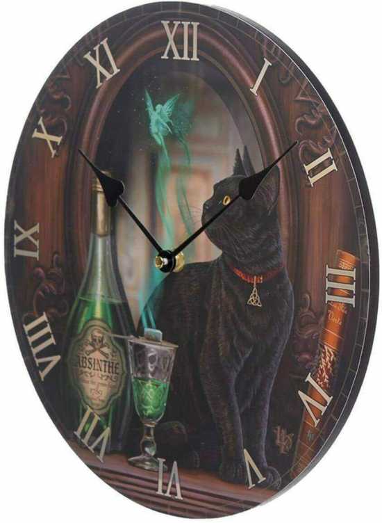 Decorative Black Cat Absinthe Lisa Parker Wall Clock Animal Watch Room Gift
