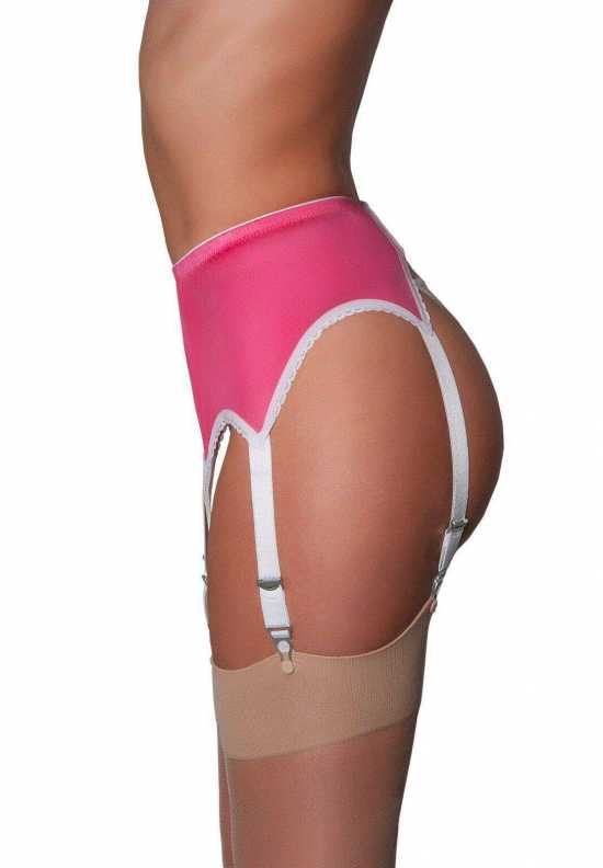 Nancies Lingerie Pink Lycra 6 Strap Suspender / Garter Belt for Stockings (NL59)