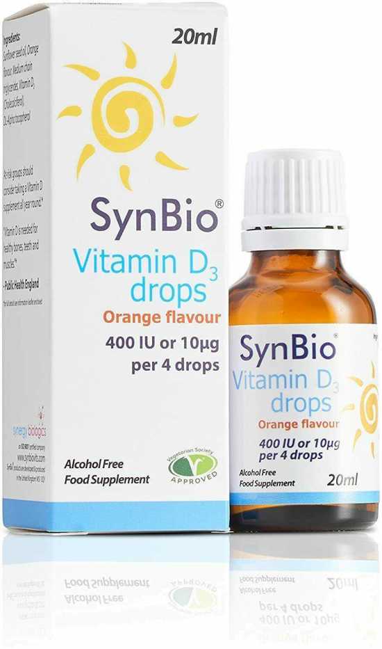 SynBio Vitamin D3 Drops [100 IU/Drop] (20ml) - Peanut/Nut Free - Vegetarian